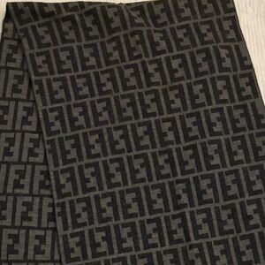 Fendi Black and Gray Virgin Wool Zucca Logo Scarf